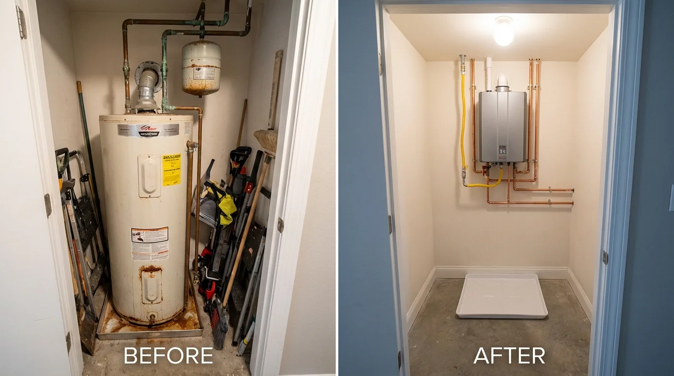 Tank water heater versus wall-mounted tankless unit comparison for Memphis, MO homeowners